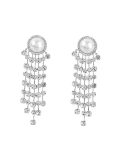 Leta Pearl Crystal Tassel Earrings