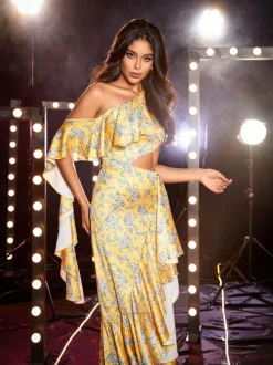 Levana One Shoulder Floral Maxi Dress