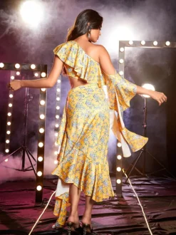Levana One Shoulder Floral Maxi Dress
