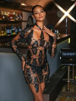 Liechti Long Sleeve Leather Mini Dress