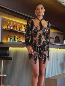 Liechti Long Sleeve Leather Mini Dress