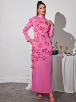 Liluri Long Sleeve Flower Maxi Dress
