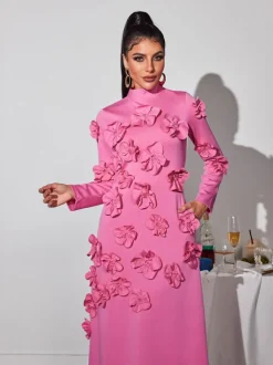 Liluri Long Sleeve Flower Maxi Dress