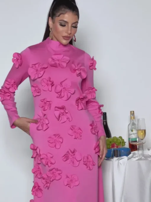 Liluri Long Sleeve Flower Maxi Dress