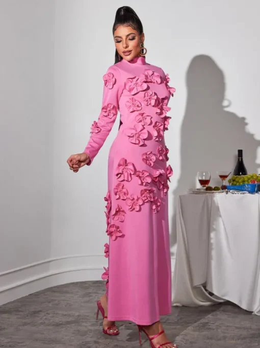 Liluri Long Sleeve Flower Maxi Dress