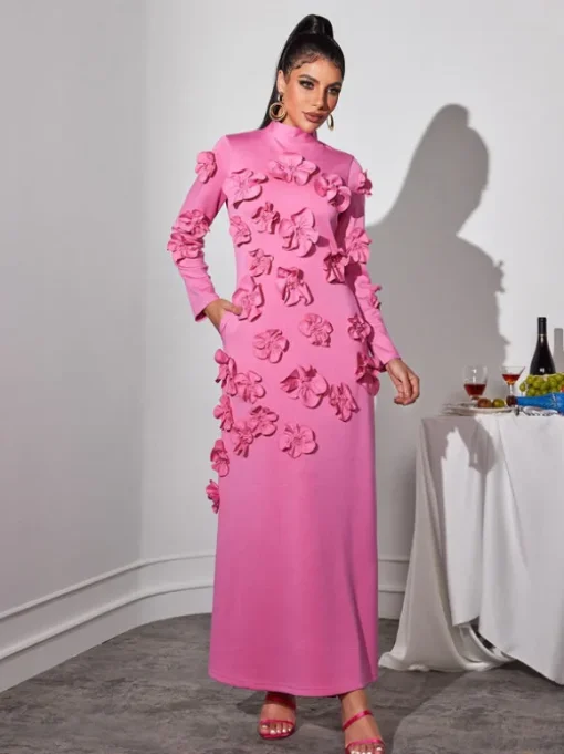 Liluri Long Sleeve Flower Maxi Dress