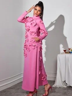 Liluri Long Sleeve Flower Maxi Dress