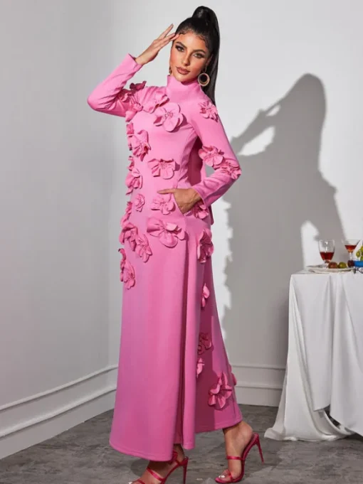 Liluri Long Sleeve Flower Maxi Dress