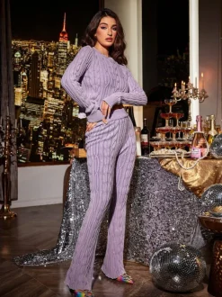 Linnet Knit Lounge Pants In Purple