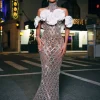 Liora Flower Sequin Crystal Maxi Dress
