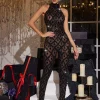 Liora Sequin Crystal Jumpsuit In Black