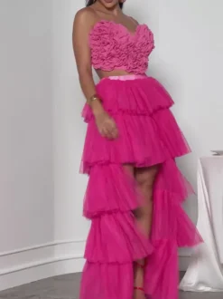 Loryn Tiered Tulle Trimmed Skirt