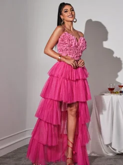 Loryn Tiered Tulle Trimmed Skirt