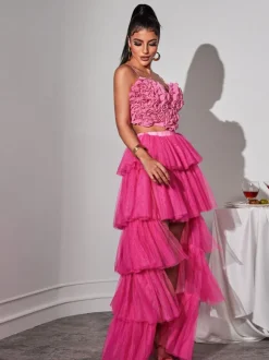 Loryn Tiered Tulle Trimmed Skirt