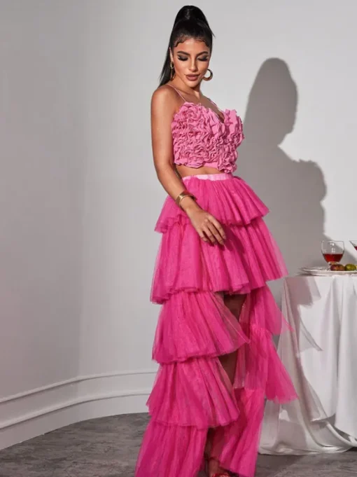Loryn Tiered Tulle Trimmed Skirt