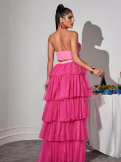 Loryn Tiered Tulle Trimmed Skirt