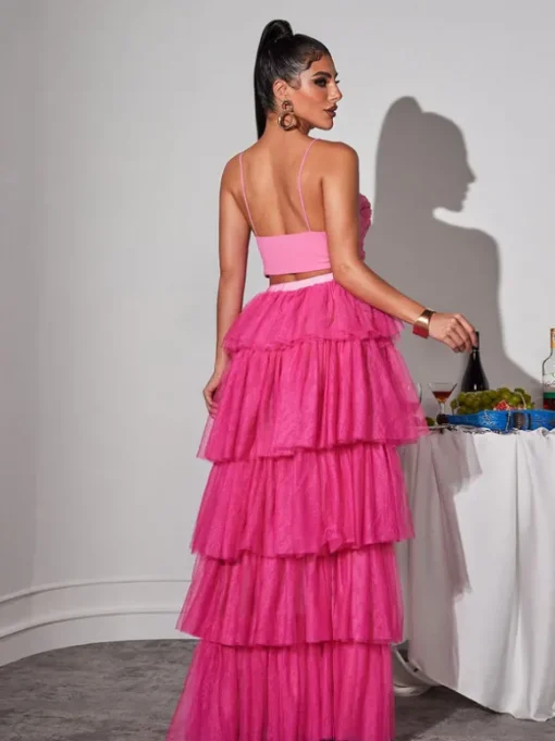 Loryn Tiered Tulle Trimmed Skirt