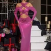 Lowen Flower Cutout Sequin Maxi Dress In Hot Pink