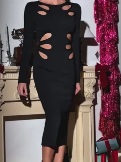 Lukasik Long Sleeve Cutout Bandage Midi Dress