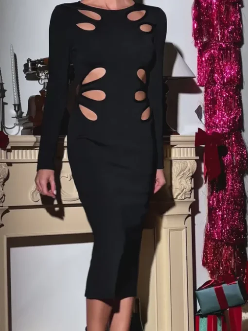 Lukasik Long Sleeve Cutout Bandage Midi Dress