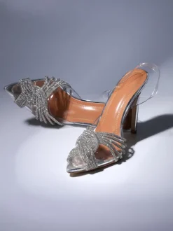 Lumi Crystal Embellished Sandals In Silver
