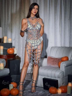 Lycan Spaghetti Cobweb Hollow Dress