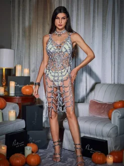 Lycan Spaghetti Cobweb Hollow Dress