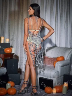 Lycan Spaghetti Cobweb Hollow Dress
