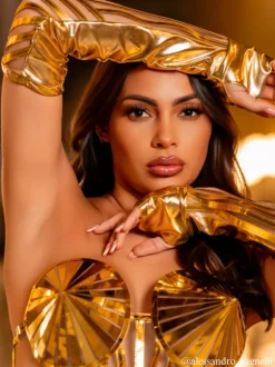Lyn Strapless Metallic Bodysuit In Gold