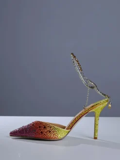 Lyre Fringe Crystal Heels