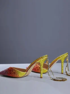 Lyre Fringe Crystal Heels