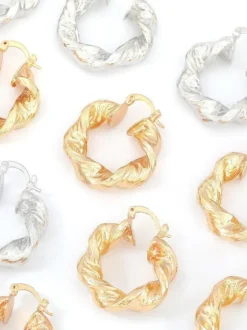 Maia Chunky Twist Hoop Earrings