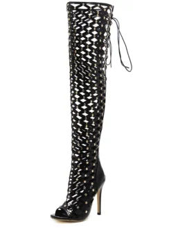 Maison Lace Up Net Hollow Boots