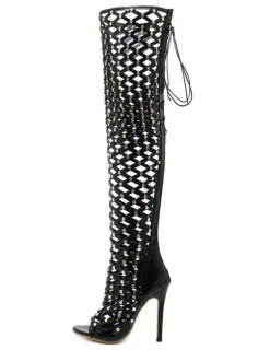 Maison Lace Up Net Hollow Boots