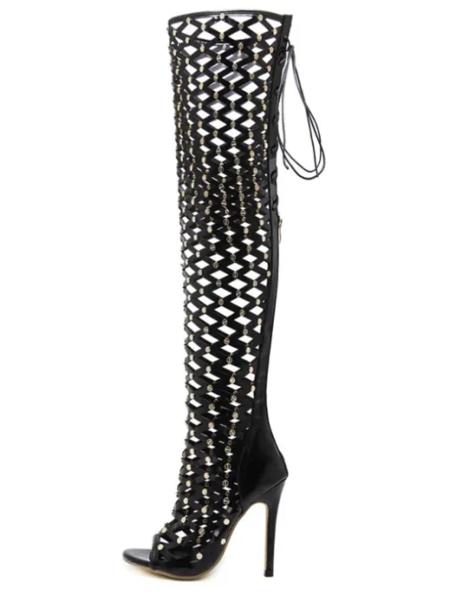 Maison Lace Up Net Hollow Boots