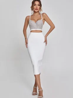 Mariam Bandage Pencil Skirt In White
