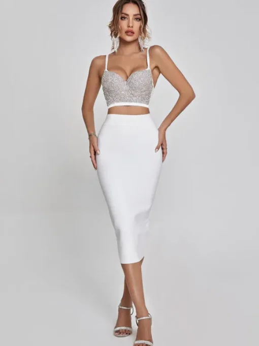 Mariam Bandage Pencil Skirt In White