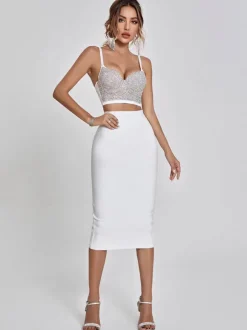 Mariam Bandage Pencil Skirt In White
