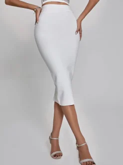 Mariam Bandage Pencil Skirt In White