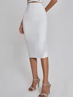 Mariam Bandage Pencil Skirt In White