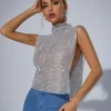Marilyn Split Chain Chainmail Top In Silver