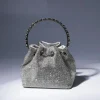 Mattea Crystal Embellished Bucket Bag In Silver