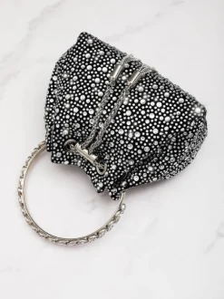 Mattea Crystal Embellished Bucket Bag In Black
