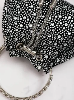 Mattea Crystal Embellished Bucket Bag In Black