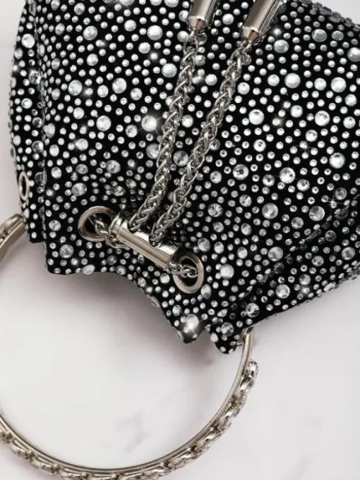 Mattea Crystal Embellished Bucket Bag In Black