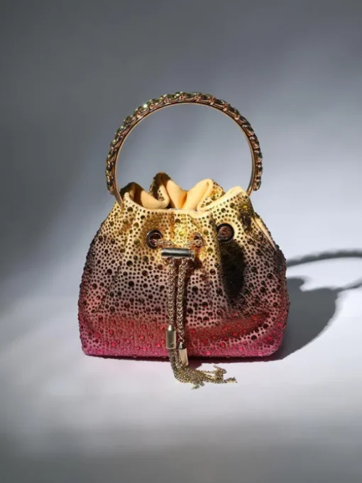 Mattea Crystal Embellished Bucket Bag In Ombre