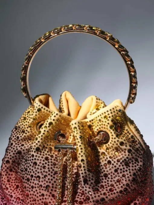 Mattea Crystal Embellished Bucket Bag In Ombre