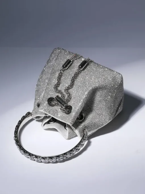 Mattea Crystal Embellished Bucket Bag In Silver