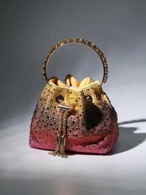 Mattea Crystal Embellished Bucket Bag In Ombre