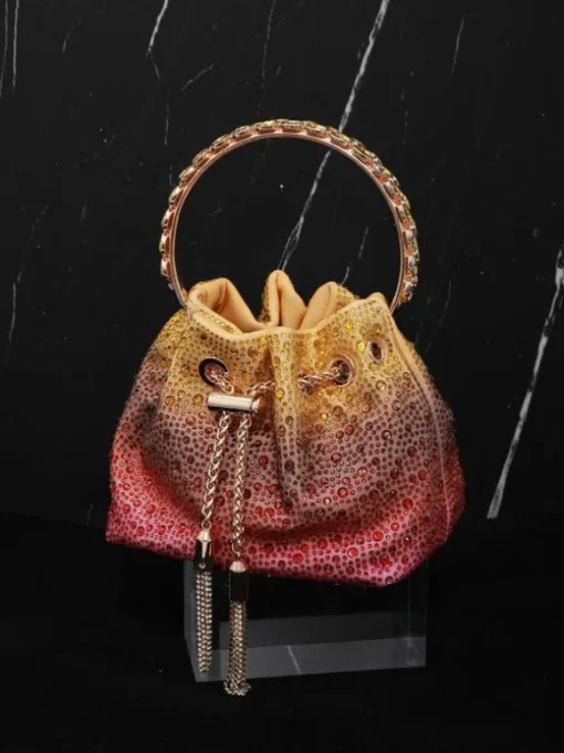 Mattea Crystal Embellished Bucket Bag In Ombre
